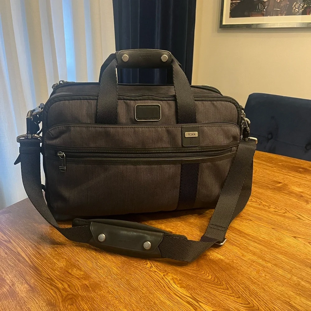 TUMI Alpha Bravo Grayson 3-Way Brief Backpack Briefcase - Charcoal Grey - GOOD